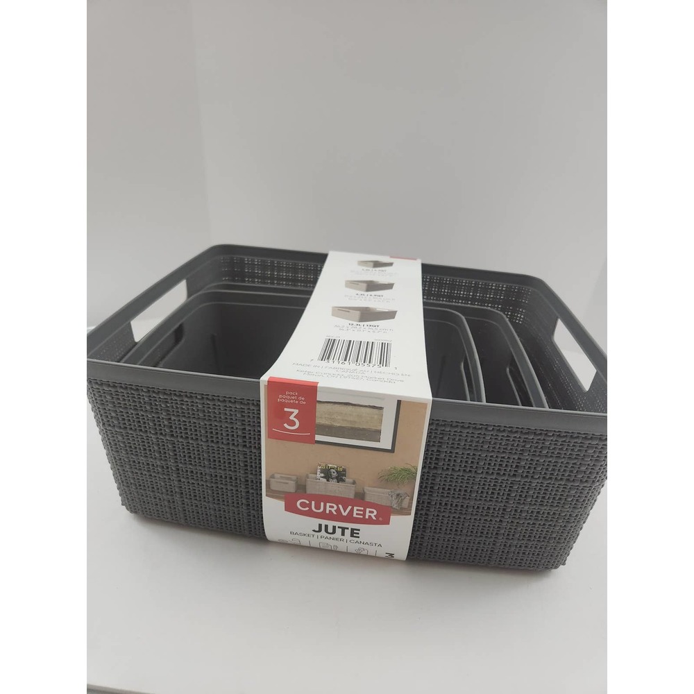 3 piece Curver Jute Basket Set